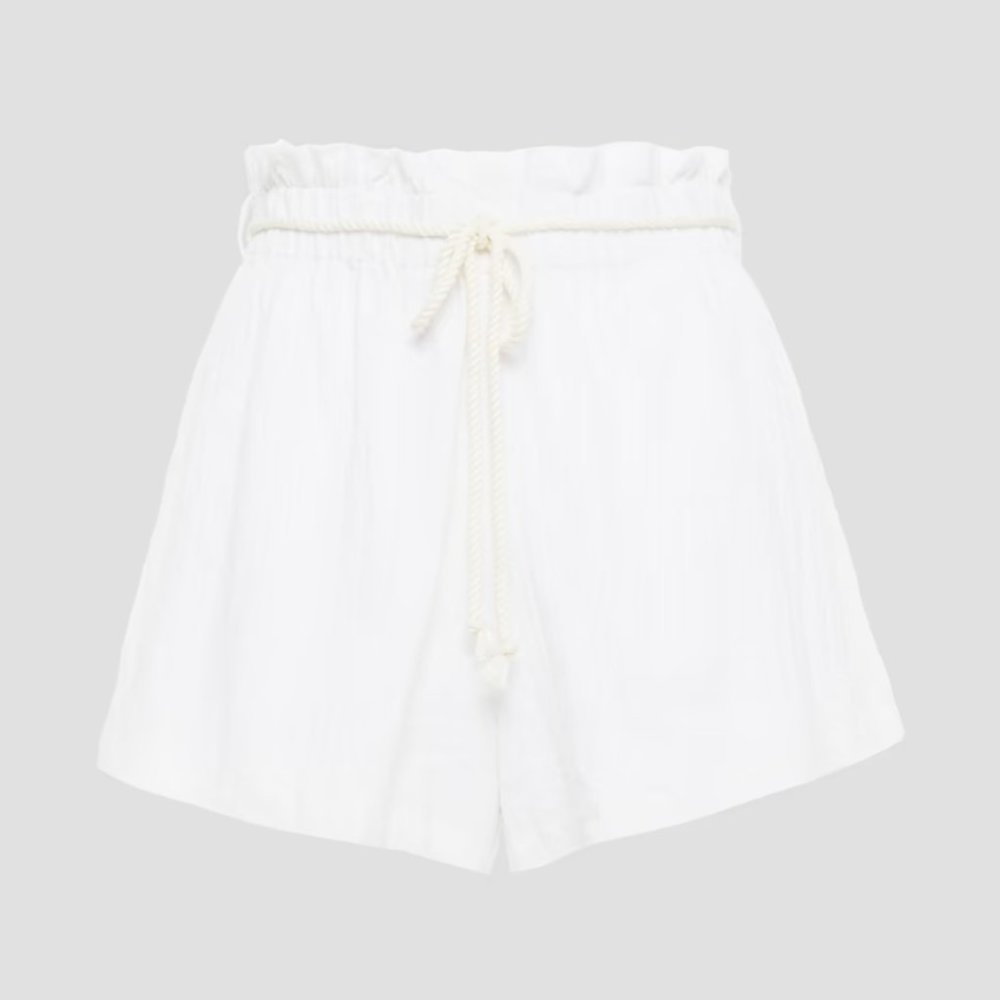 ONIA Ruffle-trimmed crinkled cotton-gauze shorts